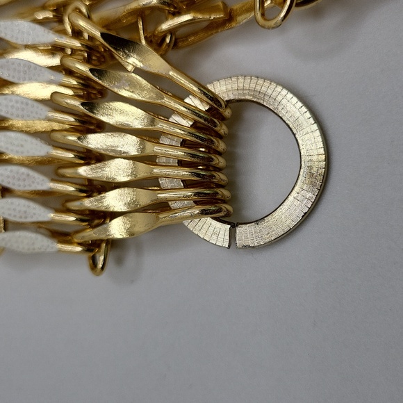 Vintage Wide1.25" Gold Tone & White Enamel Women's Belt - Picture 14 of 16